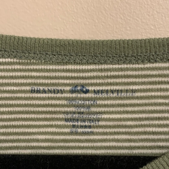 Ashlyn Striped Top | Brandy Melville | One-Size | Green and White Stripes - Picture 3 of 5